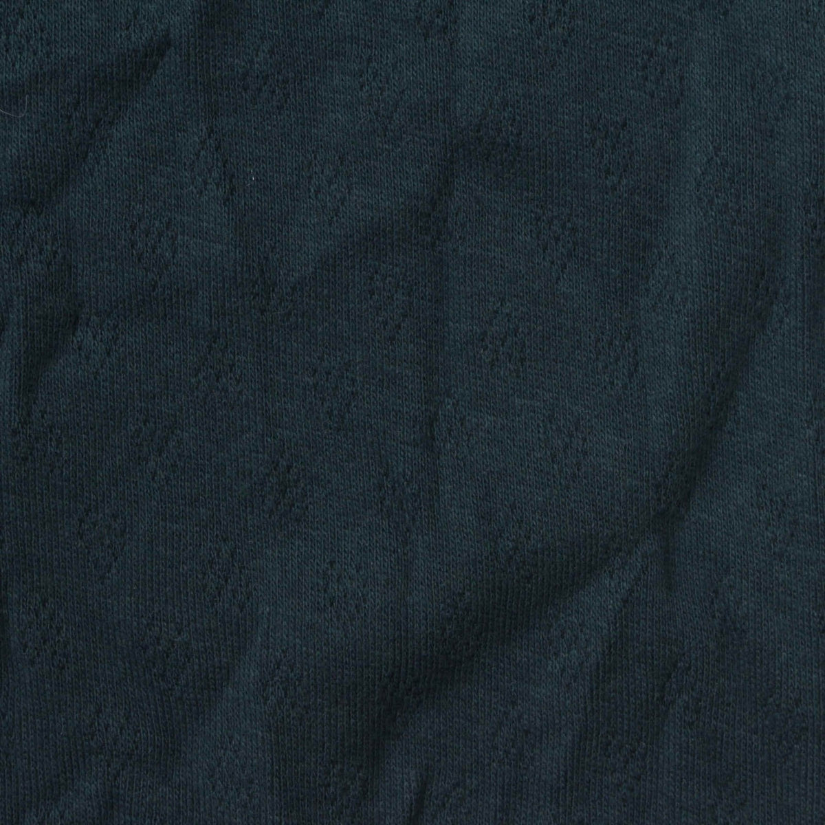 Dark Blue-Green Tone-on-Tone Diamond Pointelle Knit, Cotton-Poly