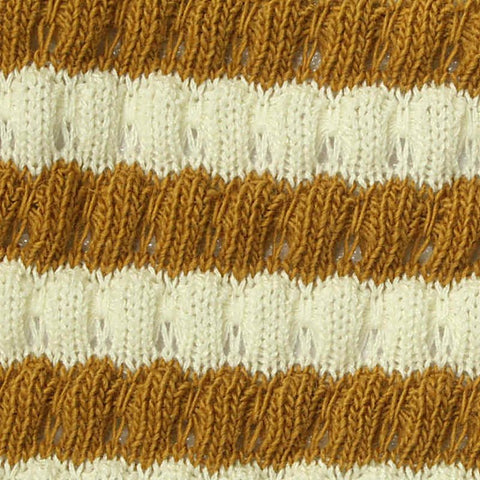 Brown Horizontal-Stripe Jersey Knit, Cotton-Poly