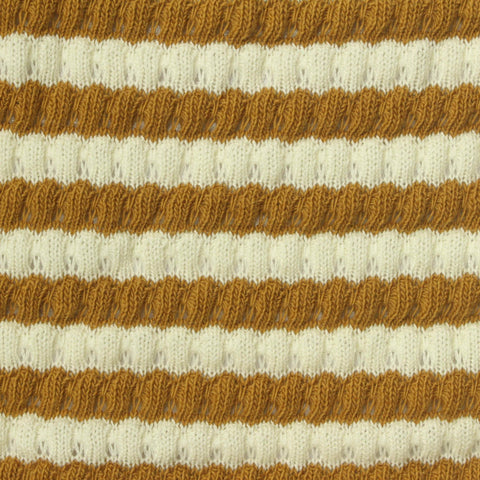 Brown Horizontal-Stripe Jersey Knit, Cotton-Poly