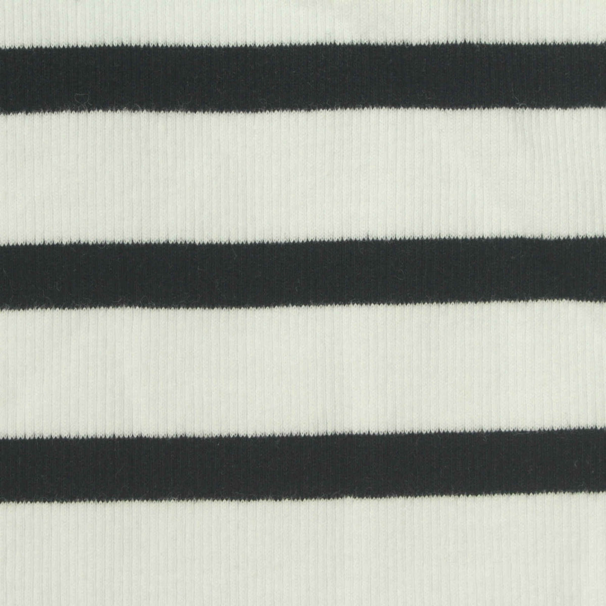 Black Horizontal-Stripe Rib Knit, Cotton, 220 gsm, 145 cm