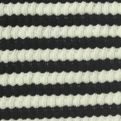 Black Horizontal-Stripe Jacquard, Cotton-Poly, 253 gsm