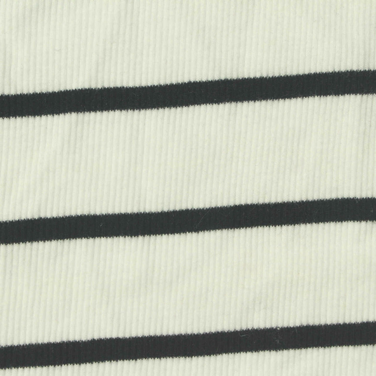 Black Horizontal-Stripe Rib Knit, Cotton-Poly, 230 gsm, 140 cm