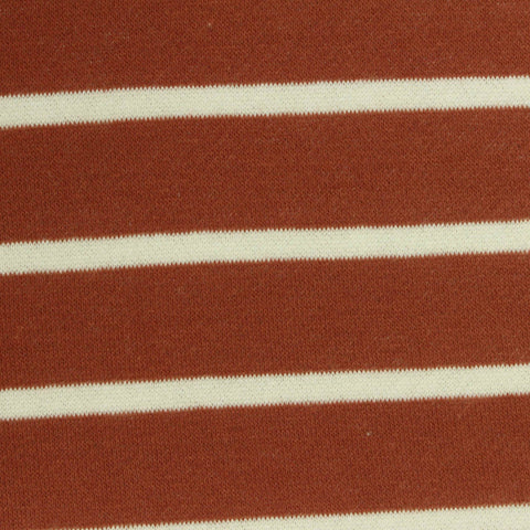 Brown Horizontal-Stripe French Terry, Cotton-Poly