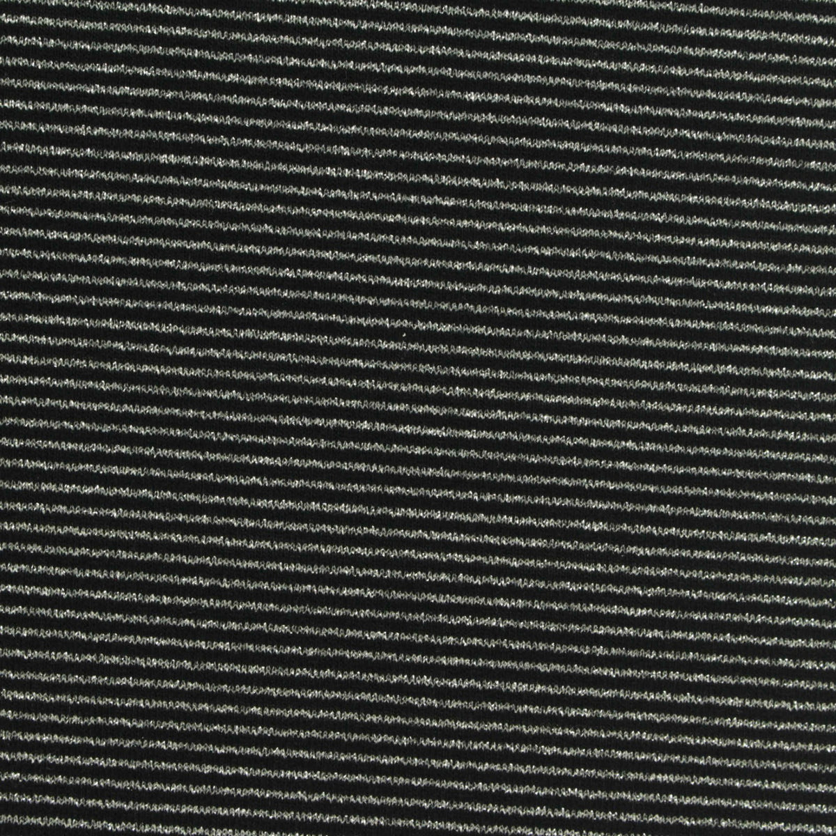 Silver Horizontal-Stripe Jersey Knit, Cotton-Poly