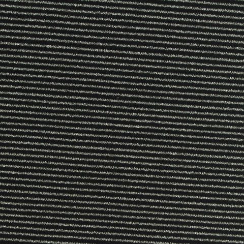 Silver Horizontal-Stripe Jersey Knit, Cotton-Poly