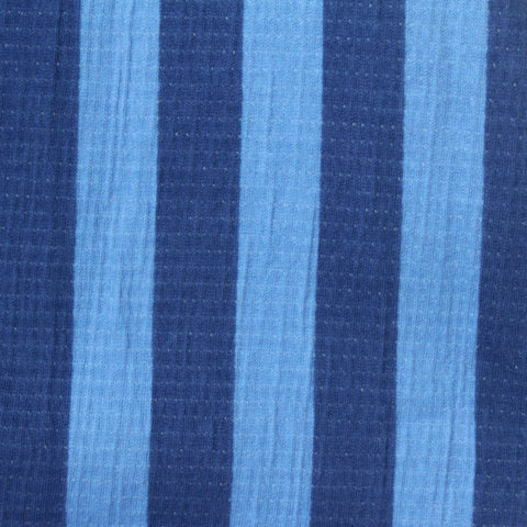 Blue Vertical-Stripe Crepe, Cotton