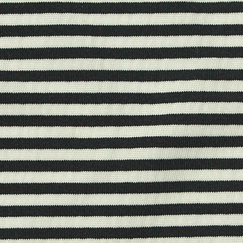 Black Horizontal-Stripe Jersey Knit, Polyester, 230 gsm, 155 cm