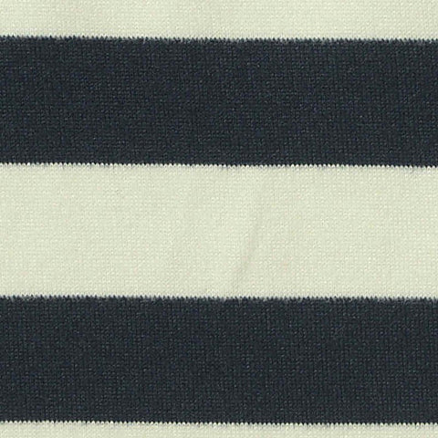 Navy Horizontal-Stripe Milk Silk Knit, Polyester