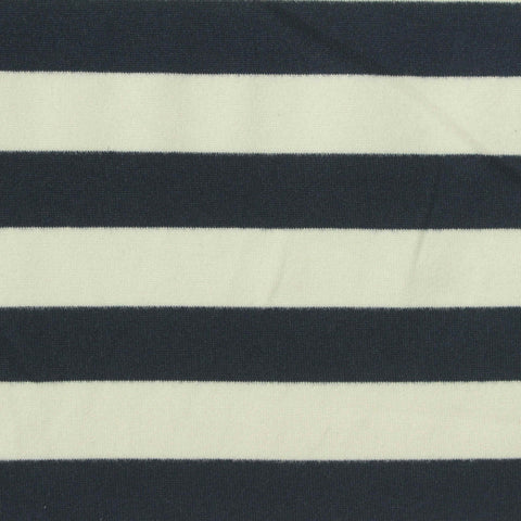 Navy Horizontal-Stripe Milk Silk Knit, Polyester
