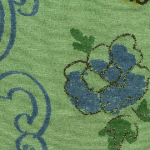 Blue Floral Jersey Knit, Cotton