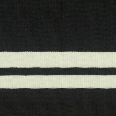 Cream Horizontal-Stripe Rib Knit, 280 gsm