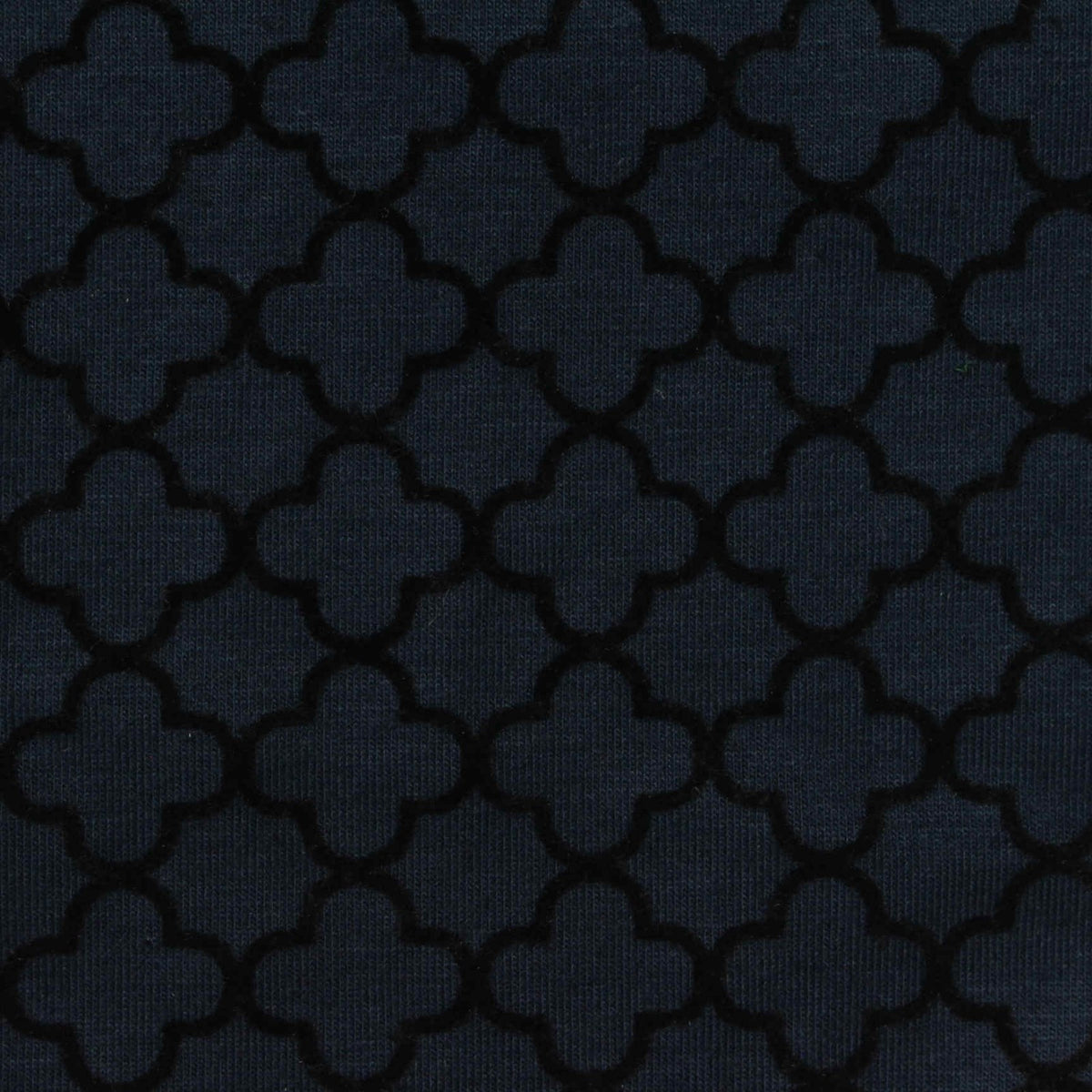Flocked Polyester Viscose Stretch Jersey Knit Fabric, 220 gsm, 160 cm — Navy