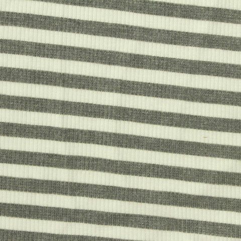 Grey Horizontal-Stripe Rib Knit, Poly-Viscose, 250 gsm
