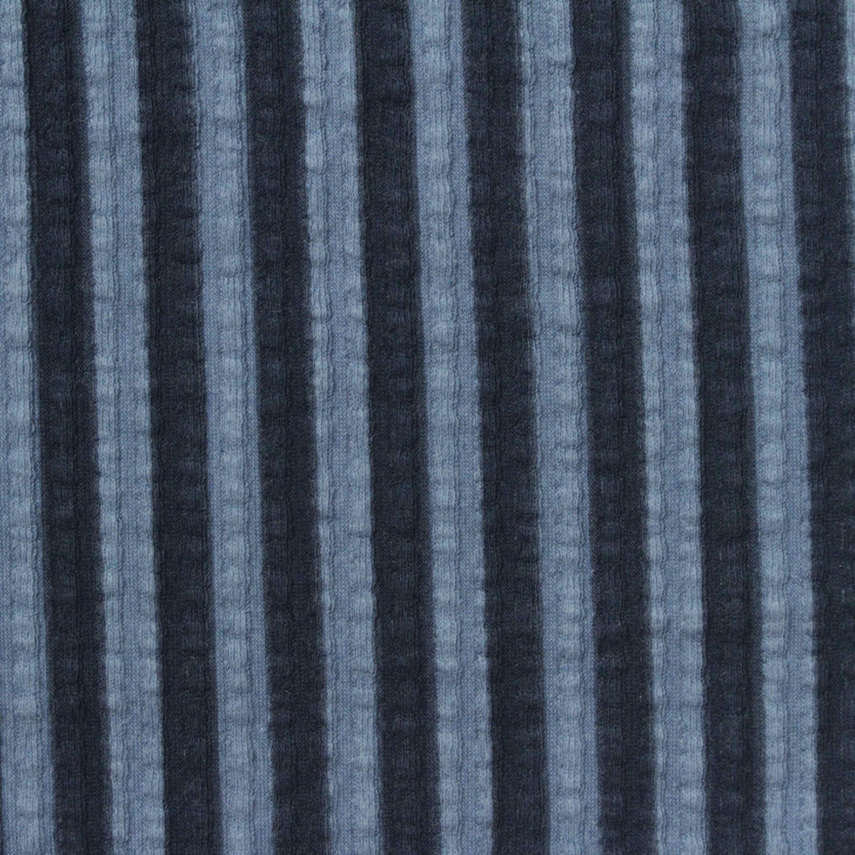 Blue Vertical-Stripe Crepe, Cotton-Nylon
