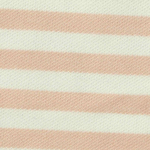 Peach Horizontal-Stripe Piqué Knit, Cotton-Poly