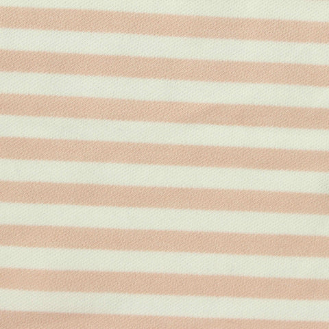 Peach Horizontal-Stripe Piqué Knit, Cotton-Poly