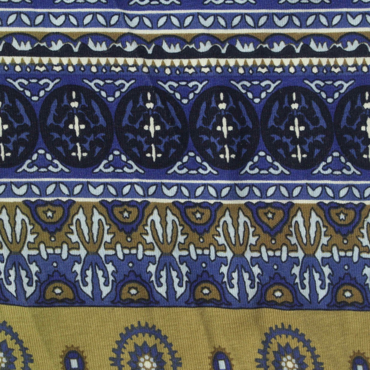Blue Horizontal-Band Jersey Knit, Cotton-Viscose