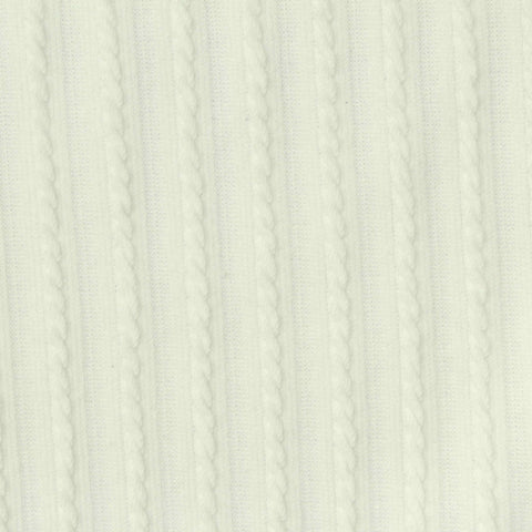 Jacquard Polyester Cotton Stretch Knit Fabric, 340 gsm, 140 cm — White