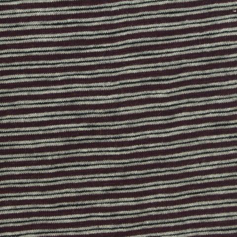 Burgundy Horizontal-Stripe Jersey Knit, Cotton