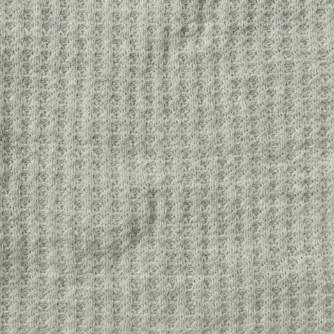 Heather Polyester Cotton Stretch Waffle Knit Fabric, 280 gsm, 165 cm — Grey