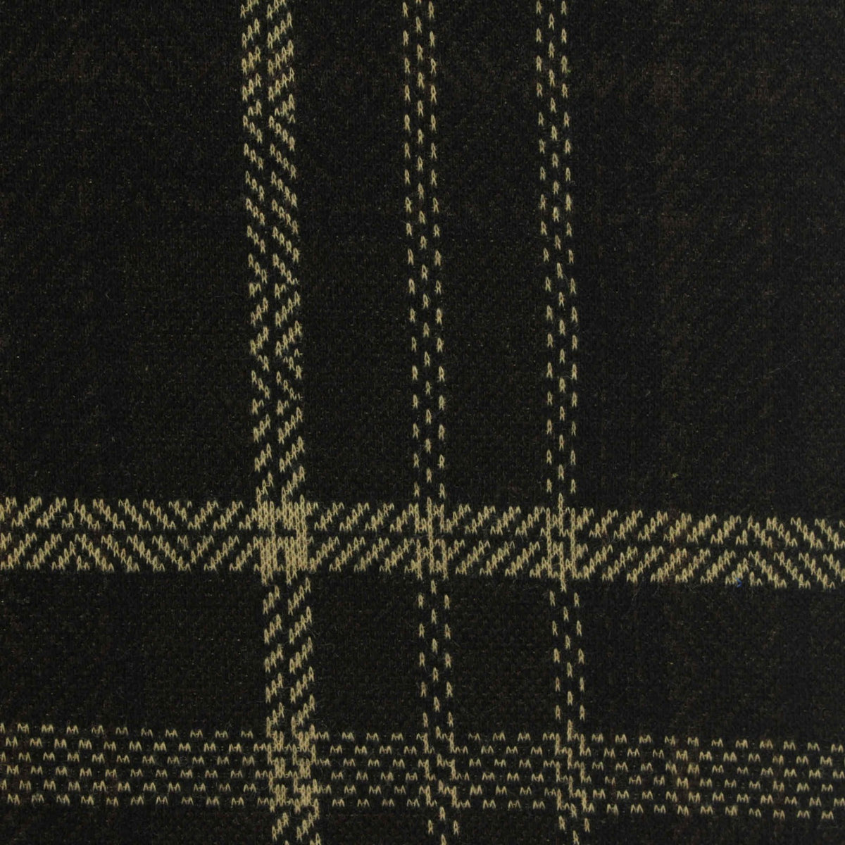 Black Plaid Interlock Knit, Poly-Viscose, 280 gsm, 155 cm