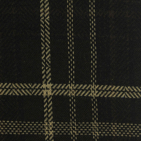 Black Plaid Interlock Knit, Poly-Viscose, 280 gsm, 155 cm