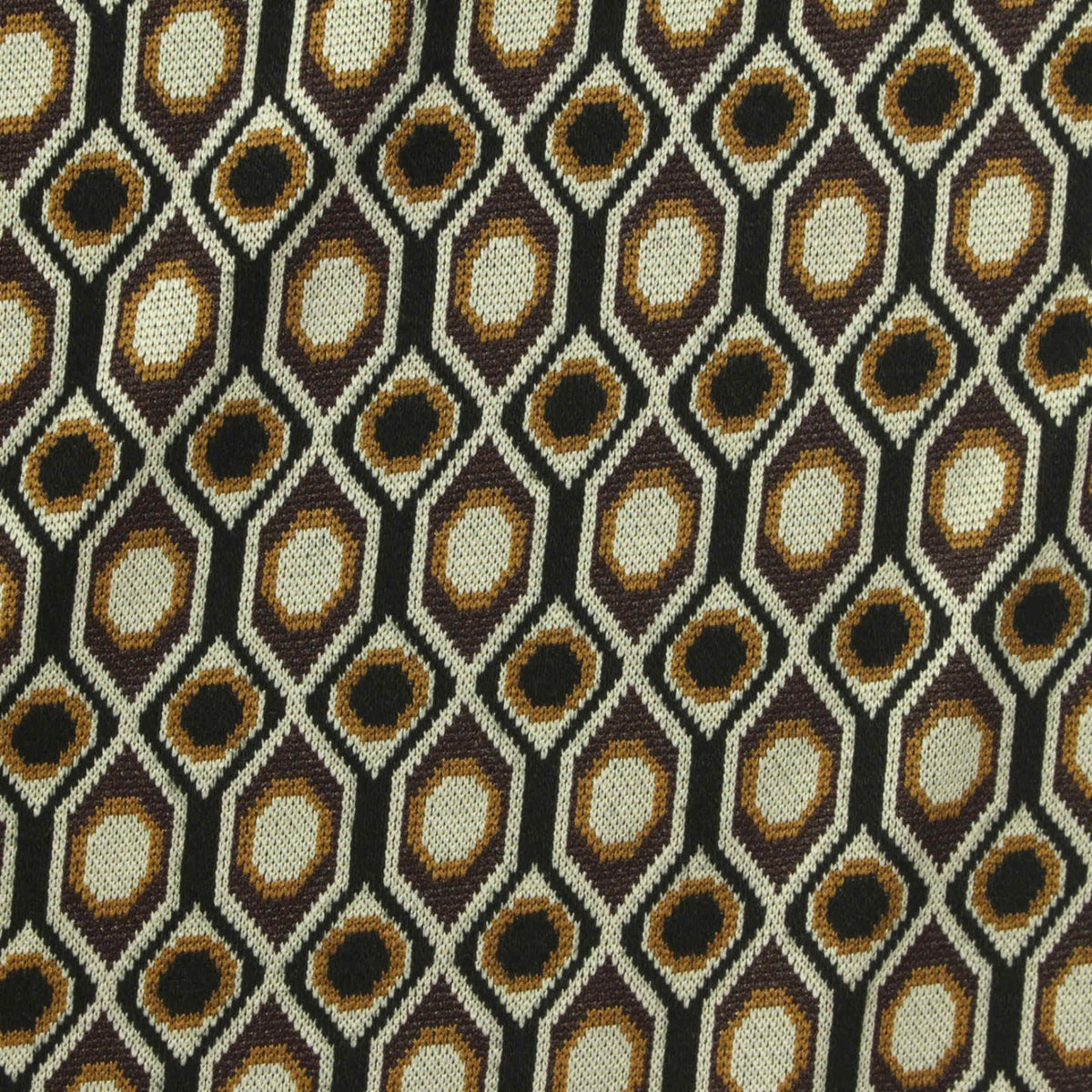 Black Geometric-Hexagon Interlock Knit, Poly-Viscose