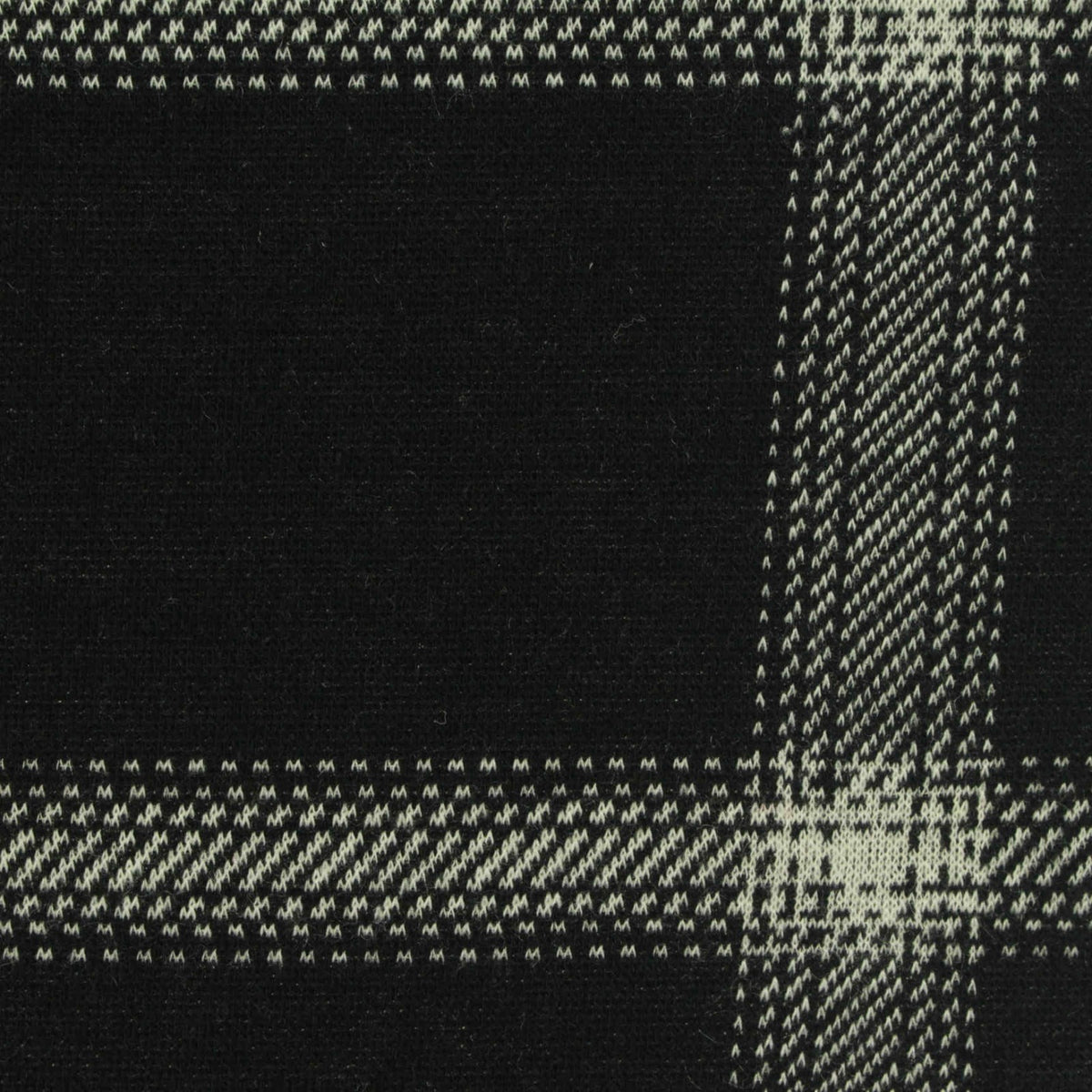 Black Plaid Interlock Knit, Polyester, 255 gsm
