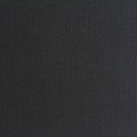Cotton Stretch Rib Knit Fabric, 190 gsm, 110 cm — Black