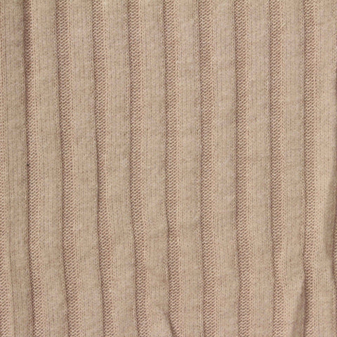 Brushed Polyester Viscose Stretch Rib Knit Fabric, 190 gsm, 160 cm — Beige