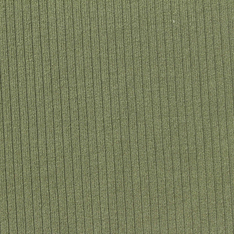 Polyester Viscose Stretch Rib Knit Fabric, 235 gsm, 155 cm — Green