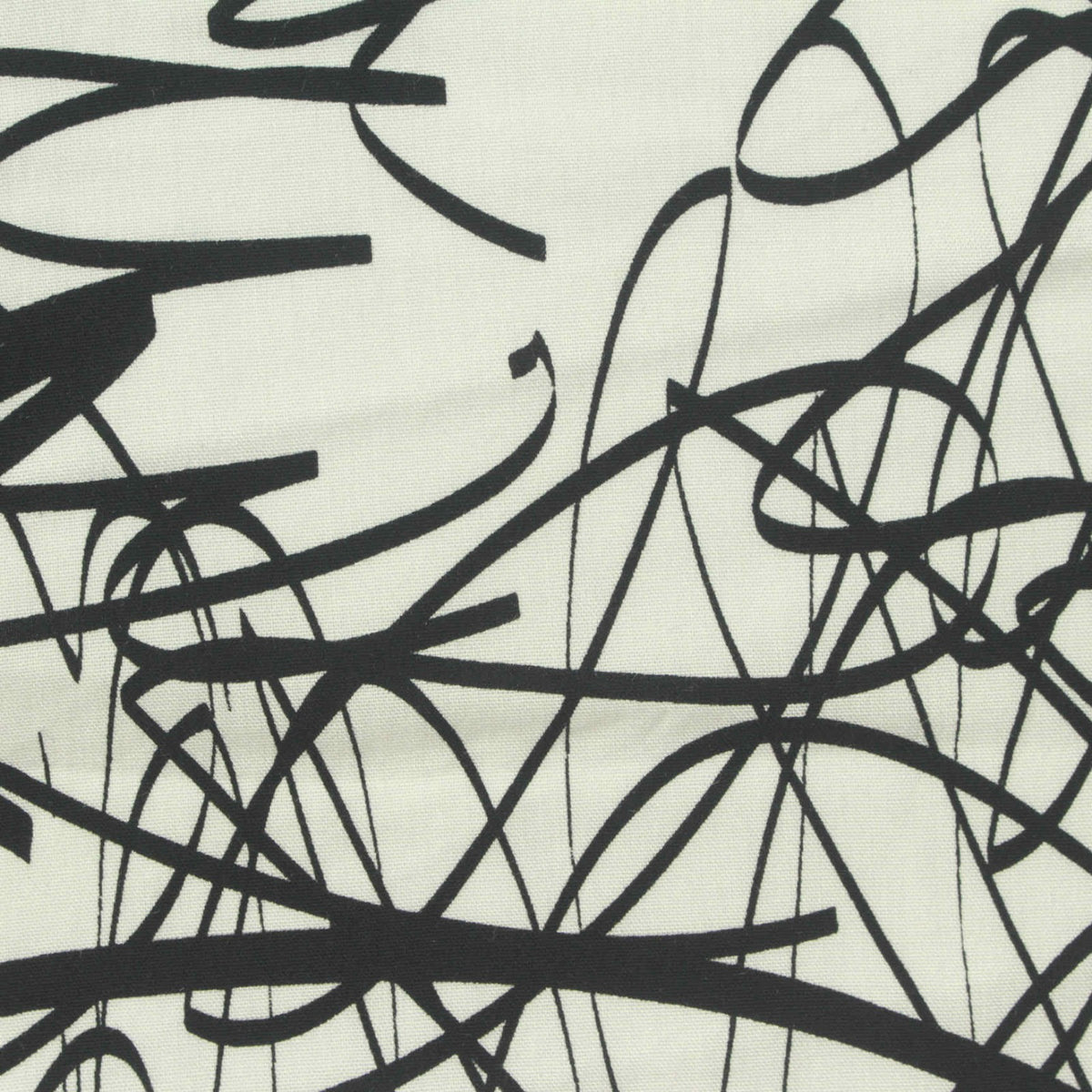Black Abstract-Line Poplin, Viscose
