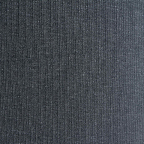 Dark Grey Heathered-Marl Rib Knit, Cotton-Modal