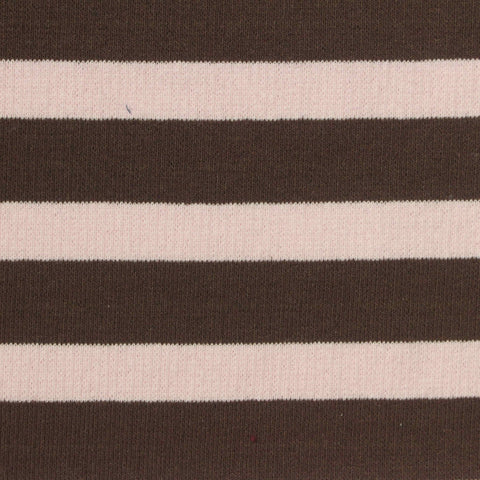 Brown Horizontal-Stripe Rib Knit, Cotton, 290 gsm