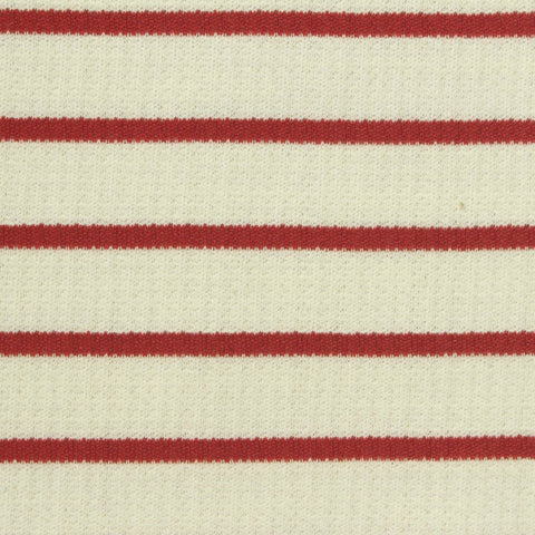Red Horizontal-Stripe Bouclé, Poly-Cotton, 222 gsm
