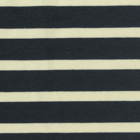 Navy Horizontal-Stripe French Terry, Cotton-Tencel Lyocell