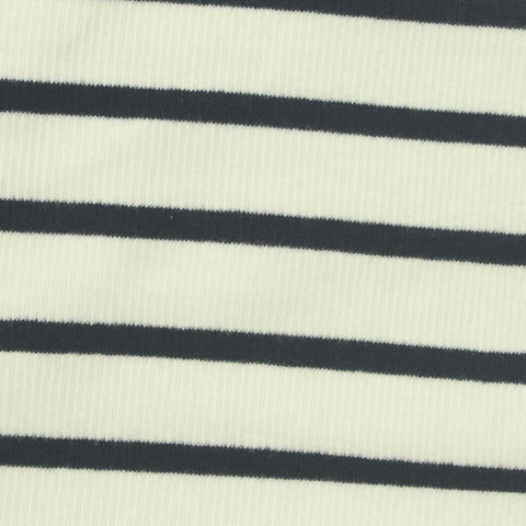 Dark Grey Stripes Rib Knit, Cotton, 210 gsm