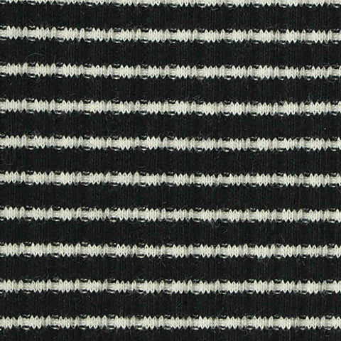 Black Horizontal-Stripe Rib Knit, Cotton, 200 gsm, 140 cm