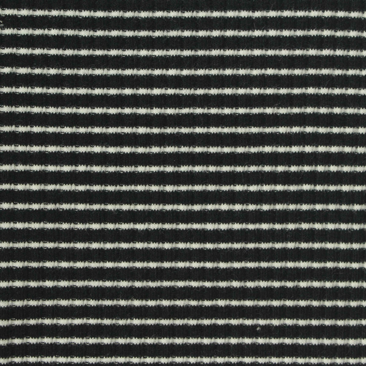 Black Horizontal-Stripe Rib Knit, Cotton, 200 gsm, 140 cm