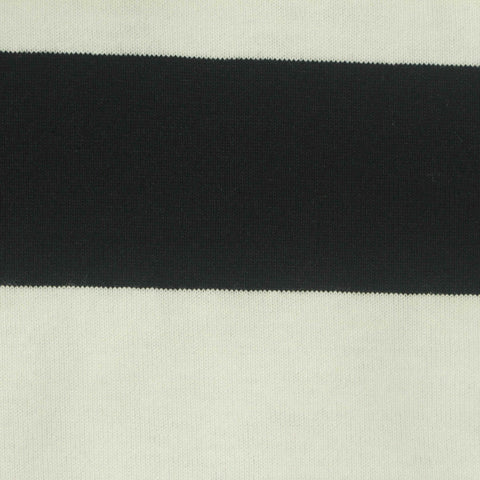 Black Horizontal-Stripe Jersey Knit, Cotton, 215 gsm