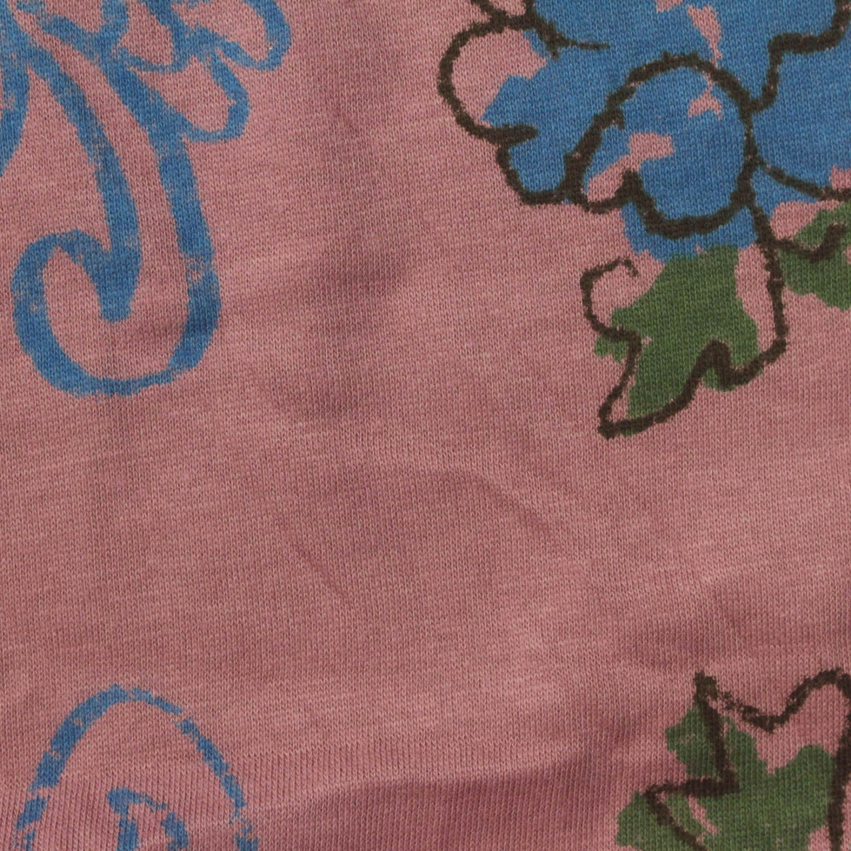 Blue Floral Jersey Knit, Cotton