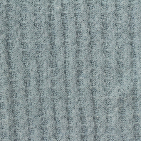 Cotton Polyester Waffle Knit Fabric, 255 gsm, 184 cm — Blue