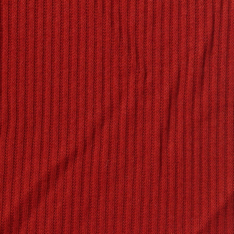 Polyester Viscose Stretch Rib Knit Fabric, 220 gsm, 165 cm — Red