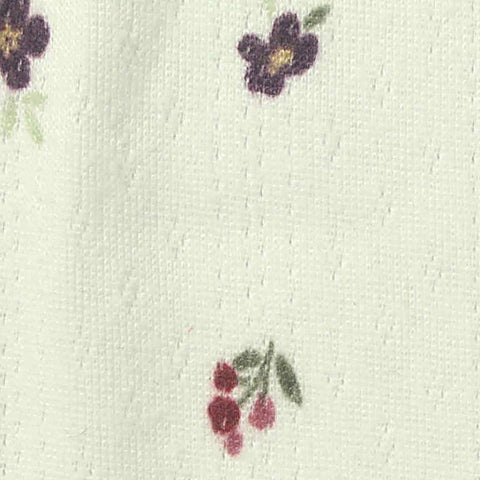 Purple Floral Rib Knit, Polyester, 180 gsm