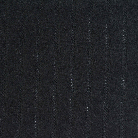 Black Vertical-Stripe Rib Knit, Polyester, 240 gsm
