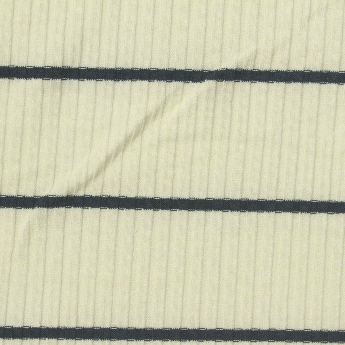 Dark Grey Horizontal-Stripe Rib Knit, Poly-Cotton