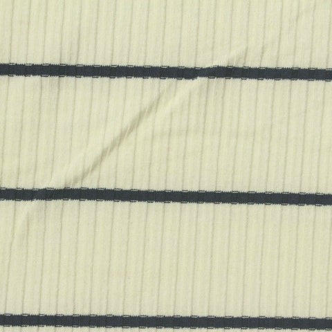 Dark Grey Horizontal-Stripe Rib Knit, Poly-Cotton
