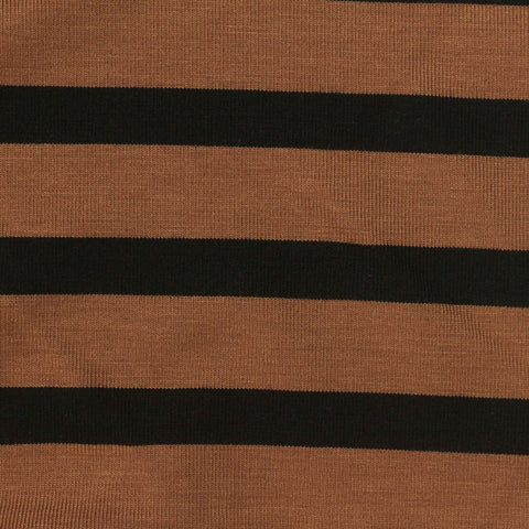 Brown Horizontal-Stripe Jersey Knit, Tencel Lyocell-Poly