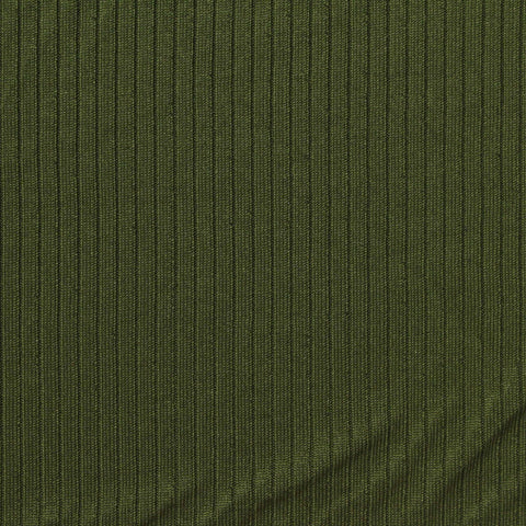 Polyester Stretch Rib Knit Fabric, 296 gsm, 155 cm — Green