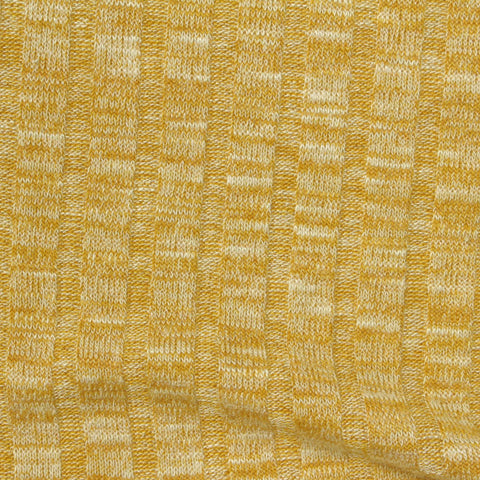 Marled Yellow Vertical-Band Rib Knit, Poly-Viscose